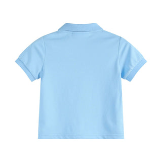 Blue Golf Polo with Puppy Logo - Lil Cactus-Boys Short Sleeve Shirts-Simply Blessed Children's Boutique