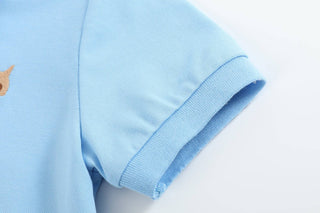 Blue Golf Polo with Puppy Logo - Lil Cactus-Boys Short Sleeve Shirts-Simply Blessed Children's Boutique