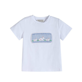 Blue Seersucker Bunnies Smocked Shirt and Boy Shorts Set-Boys Outfit Sets-Simply Blessed Children's Boutique