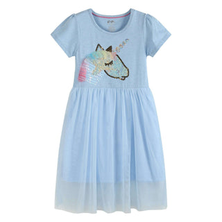 Blue Sparkly Unicorn Tulle Dress-Misc.-Simply Blessed Children's Boutique