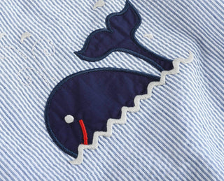 Blue Whale Seersucker Bubble - Lil Cactus-Infants-Simply Blessed Children's Boutique
