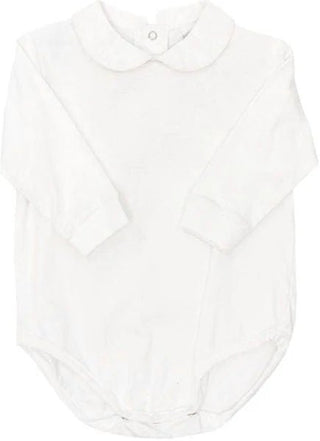 Boys White Knit Long Sleeve Piped Onesie - Bailey Boys-Boys One-Piece-Simply Blessed Children's Boutique