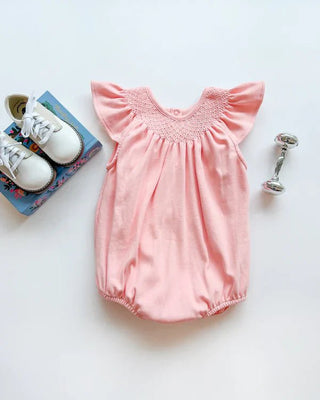 Bridget Bubble – Sanibel Salmon | Heavyweight Pima Cotton | The Beaufort Bonnet Company-Girls One-Piece-Simply Blessed Children's Boutique