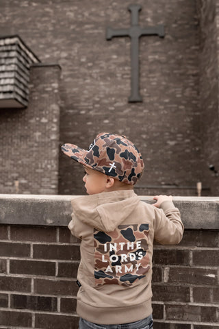 Brve Kids Khaki "In The Lord's Army" Hoodie Sweatshirt-Boys Sweatshirt/Pullover-Simply Blessed Children's Boutique