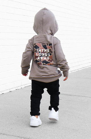 Brve Kids Khaki "In The Lord's Army" Hoodie Sweatshirt-Boys Sweatshirt/Pullover-Simply Blessed Children's Boutique