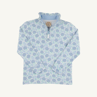 Canter Collar Half-Zip – Handful of Hydrangeas/Beale Street Blue | The Beaufort Bonnet Company-Girls Sweatshirt/Pullover-Simply Blessed Children's Boutique