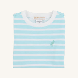 Carter Crewneck – Edisto Egg Blue Stripe/Worth Ave White/Turks Teal | The Beaufort Bonnet Company-Boys Short Sleeve Shirts-Simply Blessed Children's Boutique