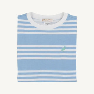 Carter Crewneck – Saddle Ridge Stripe (Sarasota Sky/Worth Ave White/Gibson Island Green | The Beaufort Bonnet Company-Boys Short Sleeve Shirts-Simply Blessed Children's Boutique
