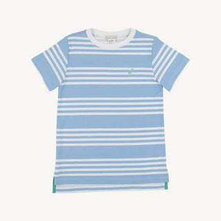 Carter Crewneck – Saddle Ridge Stripe (Sarasota Sky/Worth Ave White/Gibson Island Green | The Beaufort Bonnet Company-Boys Short Sleeve Shirts-Simply Blessed Children's Boutique