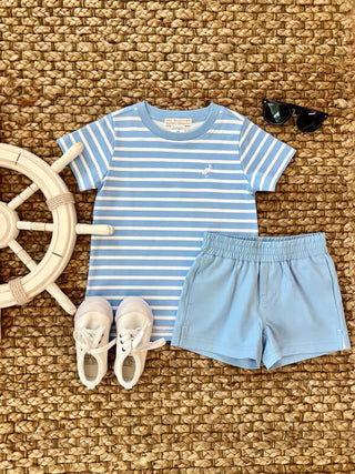 Carter Crewneck – Sarasota Sky/Worth Avenue White-Boys Short Sleeve Shirts-Simply Blessed Children's Boutique