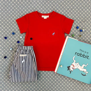 Carter Crewneck with Pocket - Richmond Red/Park City Periwinkle by The Beaufort Bonnet Company-Boys Short Sleeve Shirts-Simply Blessed Children's Boutique