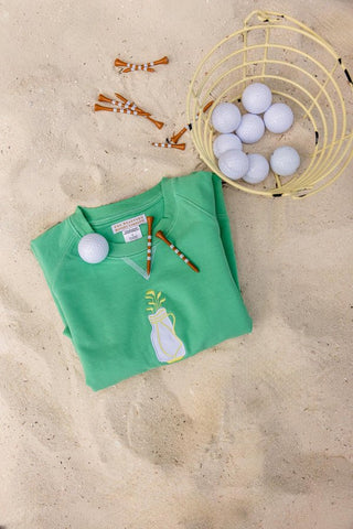 Cassidy Comfy Crewneck – Gibson Island Green/Golf Bag | The Beaufort Bonnet Company-Boys Sweatshirt/Pullover-Simply Blessed Children's Boutique