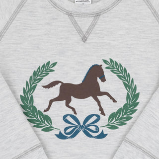 Cassidy Comfy Crewneck – Grantley Gray (Heathered Horse) by The Beaufort Bonnet Company-Misc.-Simply Blessed Children's Boutique