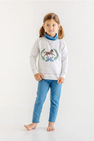 Cassidy Comfy Crewneck – Grantley Gray (Heathered Horse) by The Beaufort Bonnet Company-Misc.-Simply Blessed Children's Boutique