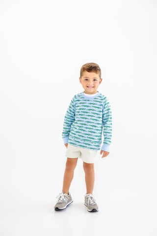 Cassidy Comfy Crewneck – See Ya Later Alligator/Beale Street Blue | The Beaufort Bonnet Company-Boys Sweatshirt/Pullover-Simply Blessed Children's Boutique