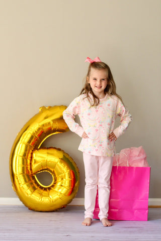 Cassidy Ruffle Comfy Crewneck – Golden Birthday / Pier Party Pink-Girls Sweatshirt/Pullover-Simply Blessed Children's Boutique