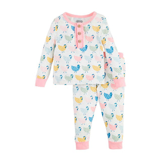 Colorful Chicken Pajamas - Mud Pie-Misc.-Simply Blessed Children's Boutique