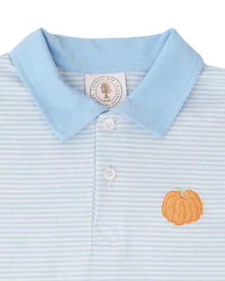 Cypress Row Light Blue Stripe Pumpkin Row Porter Polo - Simply Blessed Children's Boutique