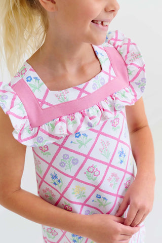 Darla Dress -French Country Floral/Hamptons Hot Pink-Girls Dresses-Simply Blessed Children's Boutique