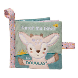 Farrah the Fawn Soft Activity Book by Douglas Toys—plush baby book with crinkle pages, mirror, and forest-themed sensory details.