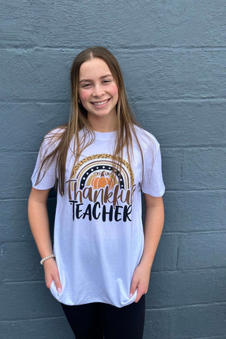 Fall Thankful Teacher Shirt-Misc.-Simply Blessed Children's Boutique