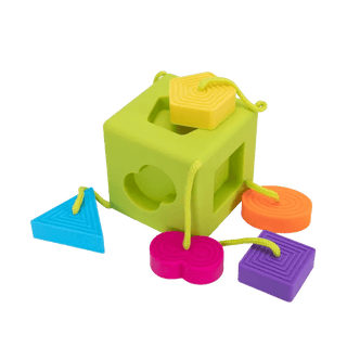 Fat Brain OombeeCube – No-Lose Silicone Tethered Shape Sorter-Toys-Simply Blessed Children's Boutique