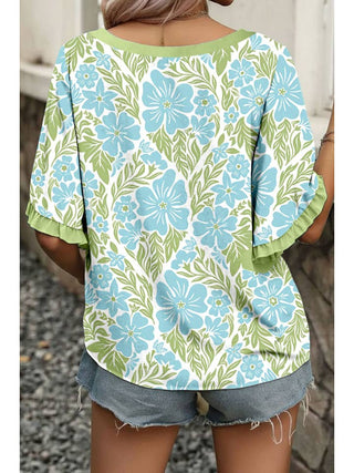 Floral Printed Ruffle Decorative Top - Simply Blessed Children's Boutique