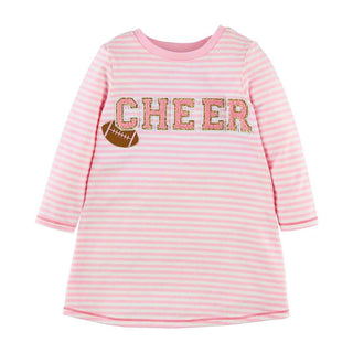 Football Cheer Pink T-shirt Dress - Mud Pie-Misc.-Simply Blessed Children's Boutique