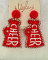 Beaded Red Cheer Earrings