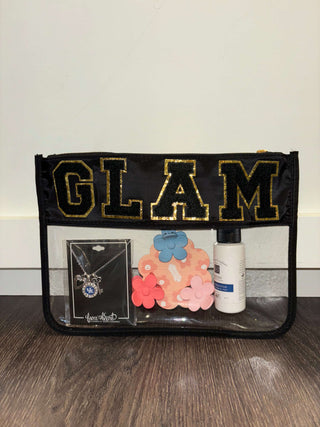 GLAM Chenille Patch Clear Pouch-Bags-Simply Blessed Children's Boutique