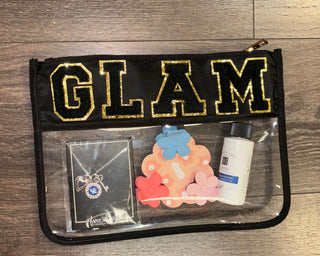 GLAM Chenille Patch Clear Pouch-Bags-Simply Blessed Children's Boutique