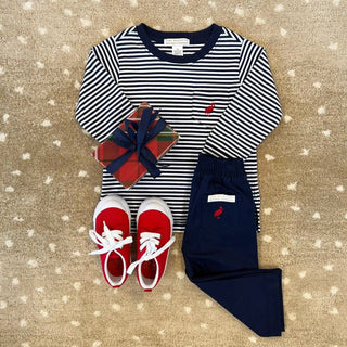 Gates Sweeney Sweatpant - Nantucket Navy with Richmond Red Stork from The Beaufort Bonnet Company-Misc.-Simply Blessed Children's Boutique