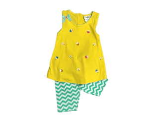 Girls Boutique Cupcake Yellow Shirt with Green and White Chevron Shorts-Girls Outfit Sets-Simply Blessed Children's Boutique