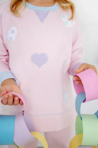 Girls Cassidy Comfy Crewneck – Palm Beach Pink/Buckhead Blue/Lauderdale Lavender/Hearts | The Beaufort Bonnet Company-Misc.-Simply Blessed Children's Boutique