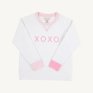 Girls Cassidy Comfy Crewneck – Worth Ave White/Palm Beach Pink/Hamptons Hot Pink/ XOXO | The Beaufort Bonnet Company-Misc.-Simply Blessed Children's Boutique