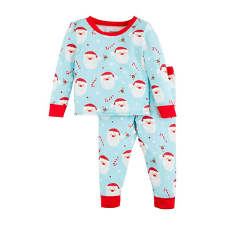 Glow In The Dark Blue Santa Pajamas - Mud Pie-Boys Sleepwear-Simply Blessed Children's Boutique
