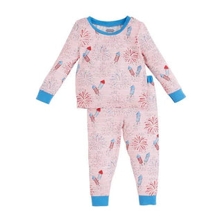 Glow in Dark Pink Firework Pj Sleepie Set-Girls Sleepwear-Simply Blessed Children's Boutique