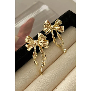 Gold Bow Knot Stud Earrings | Elegant Ribbon Statement Jewelry-Women's Earrings-Simply Blessed Children's Boutique