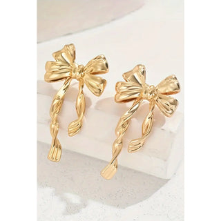 Gold Bow Knot Stud Earrings | Elegant Ribbon Statement Jewelry-Women's Earrings-Simply Blessed Children's Boutique