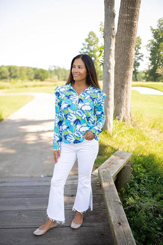 Half Zip Charleston Coral Me Crazy Women's Shirt-Misc.-Simply Blessed Children's Boutique
