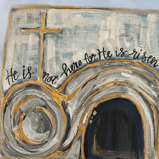 He Is Risen Comfort Colors Easter Tee – Hand-Painted Christian Graphic T-Shirt-Women's Graphic Tees-Simply Blessed Children's Boutique