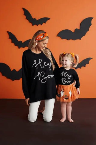 Hey Boo Matching Mom & Me Sweatshirt - Mud Pie-Misc.-Simply Blessed Children's Boutique