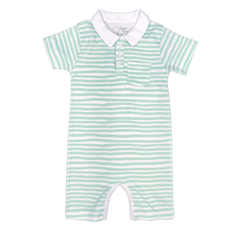Heyward House Mint Waves Collared Playtime Romper-Infants-Simply Blessed Children's Boutique