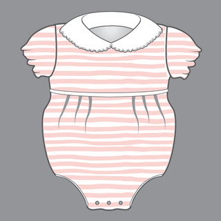 Heyward House Blush Waves Girls Pleated Bubble