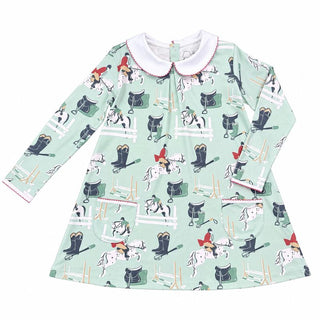 Heyward House Girls Long Sleeves Pocket Twirl Dress - Classic Equestrian-Girls Dresses-Simply Blessed Children's Boutique