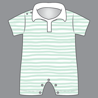 Heyward House Mint Waves Collared Playtime Romper