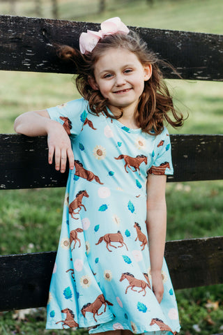 Summer Horse Twirl Dress