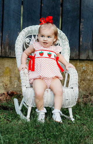 Strawberry Smocked Sibling Set - Bubble, Dress or Short Set