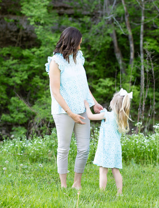 Mom & Me Blue Bianca Eyelet Dress or Tank