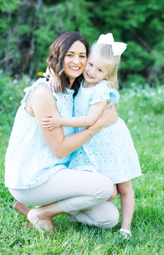 Mom & Me Blue Bianca Eyelet Dress or Tank